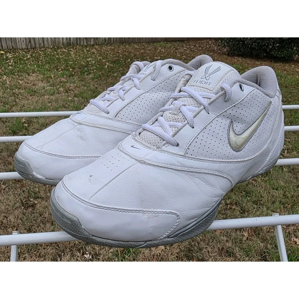 Nike Air Flight Mens Basketball Shoes White Silver Low Top Sneakers 315065-111